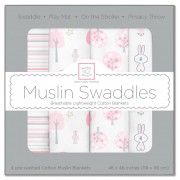 مجموعة مهود مواليد Muslin Swaddle Blankets Pink Thicket Set of 4